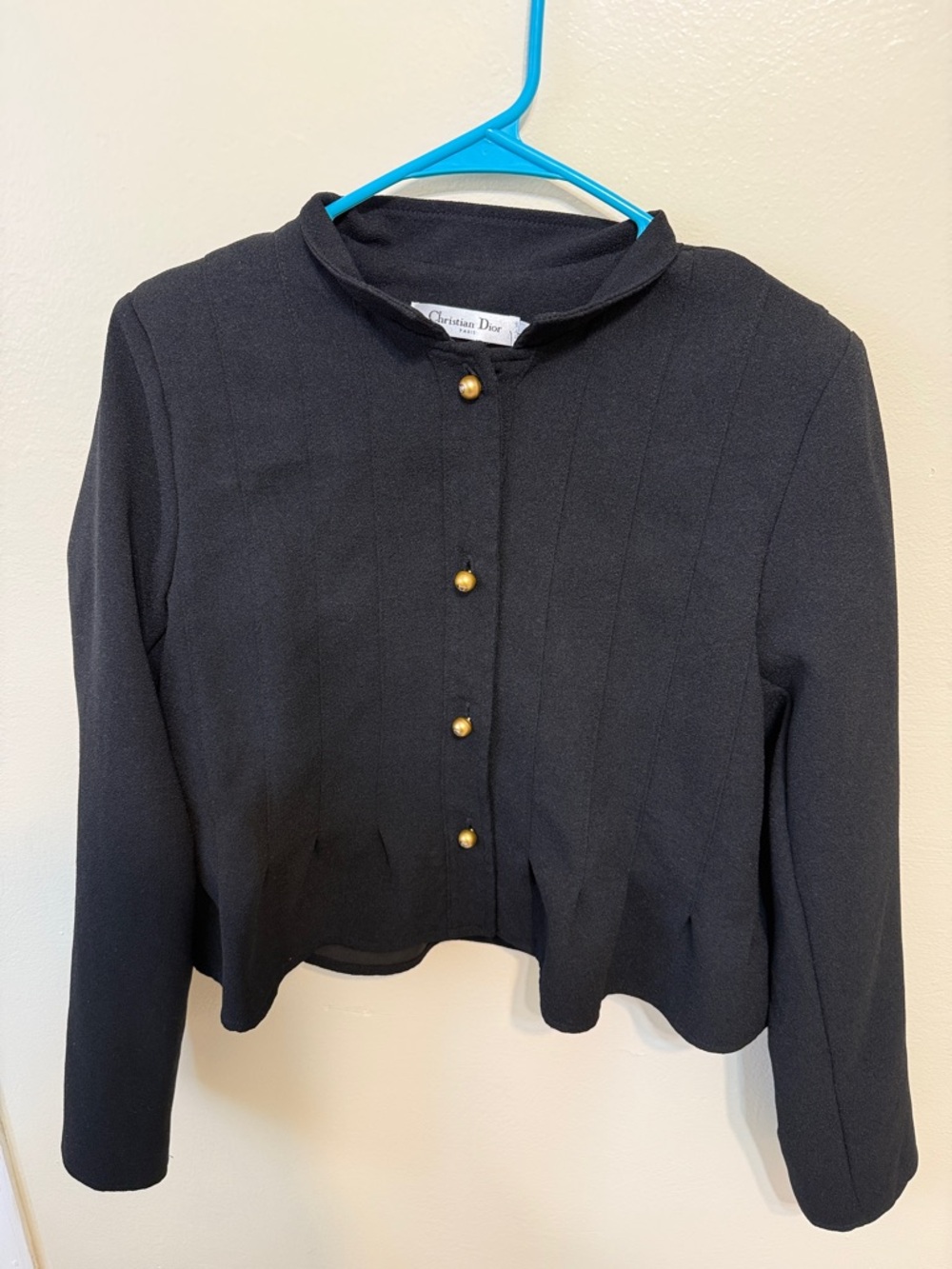 Black Women's Cropped Jacket with Gold Buttons